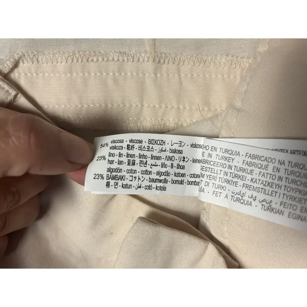 Zara linen blend High Waisted wide leg trousers small
